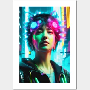 Abstract Cyberpunk Girl Posters and Art